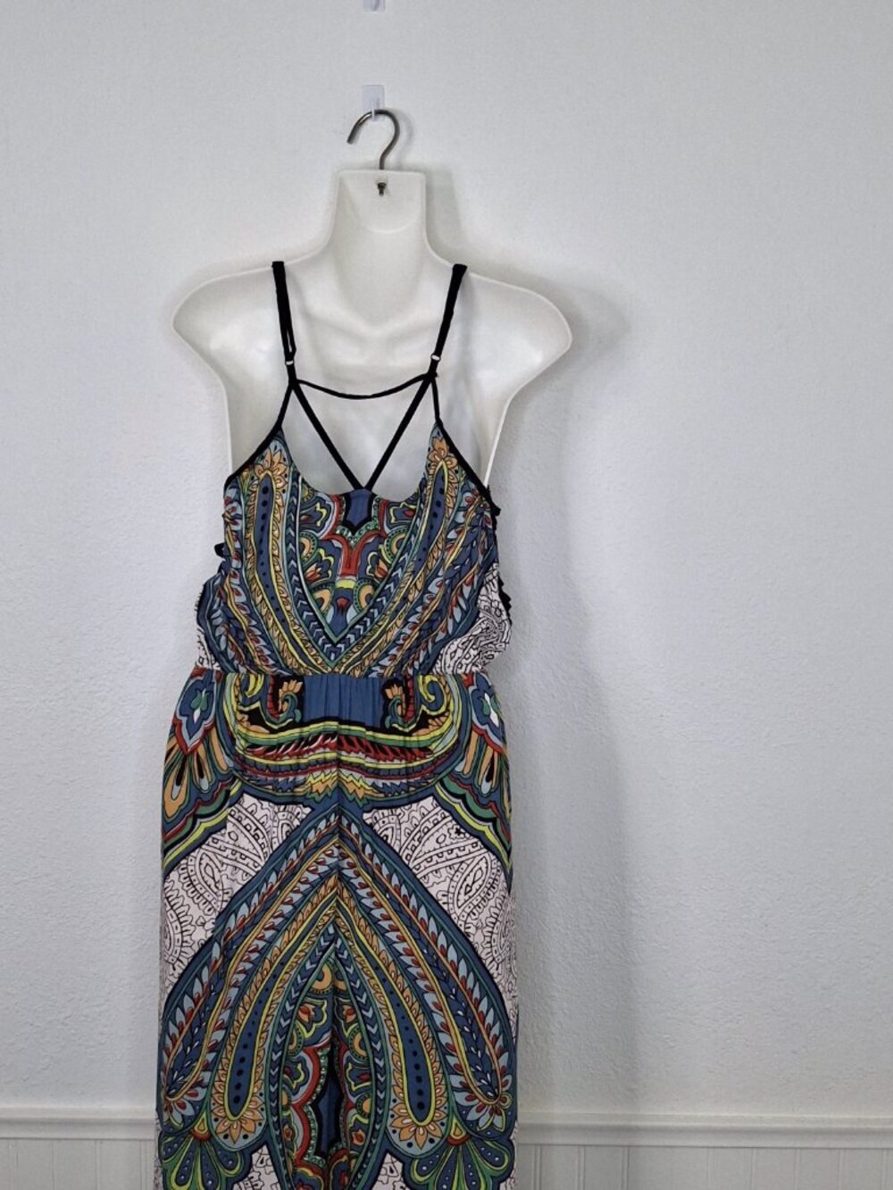 Angie Maxi Dress Sz M Strappy Colorful Boho Festival Sundress Hippie - Picture 8 of 13
